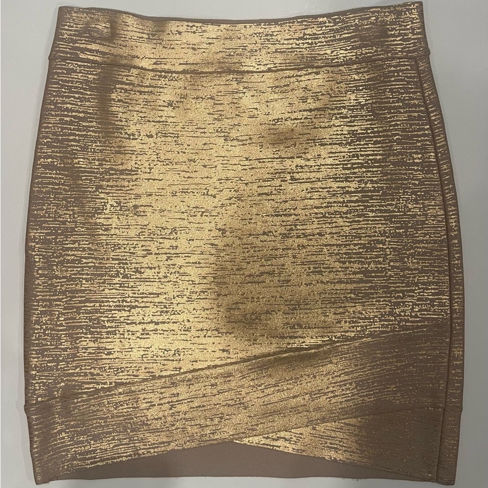 NEW🥂BCBGMaxAzria Shimmering ROSÉ Mini Skirt bandage large
